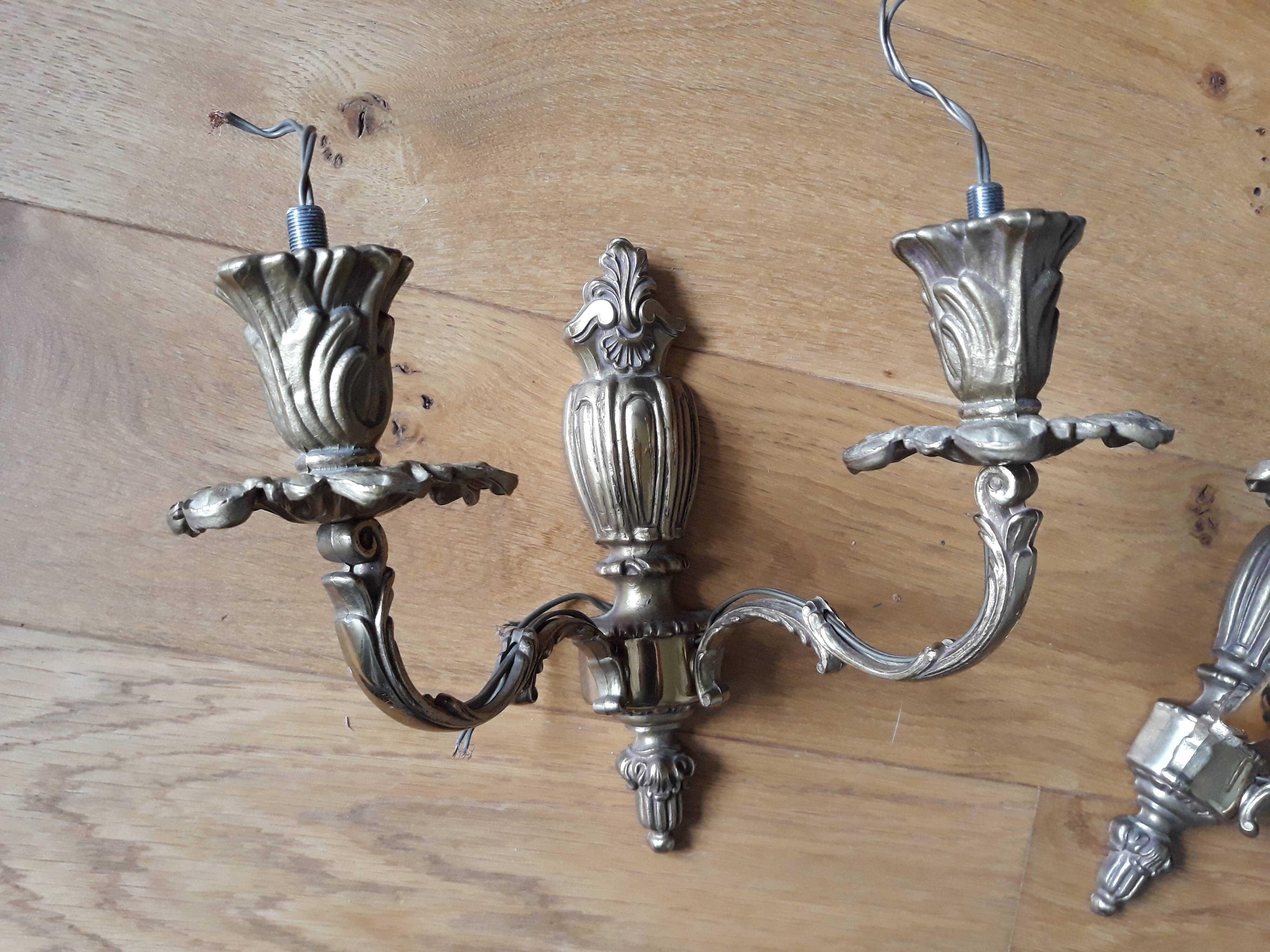 Pair of classic gold wall lamps