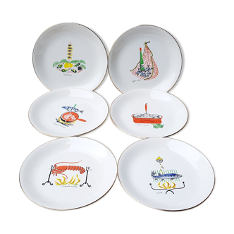 6 flat plates sea and river 60s