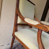 Louis XVI style armchair - In molded wood and light green velvet upholstery
