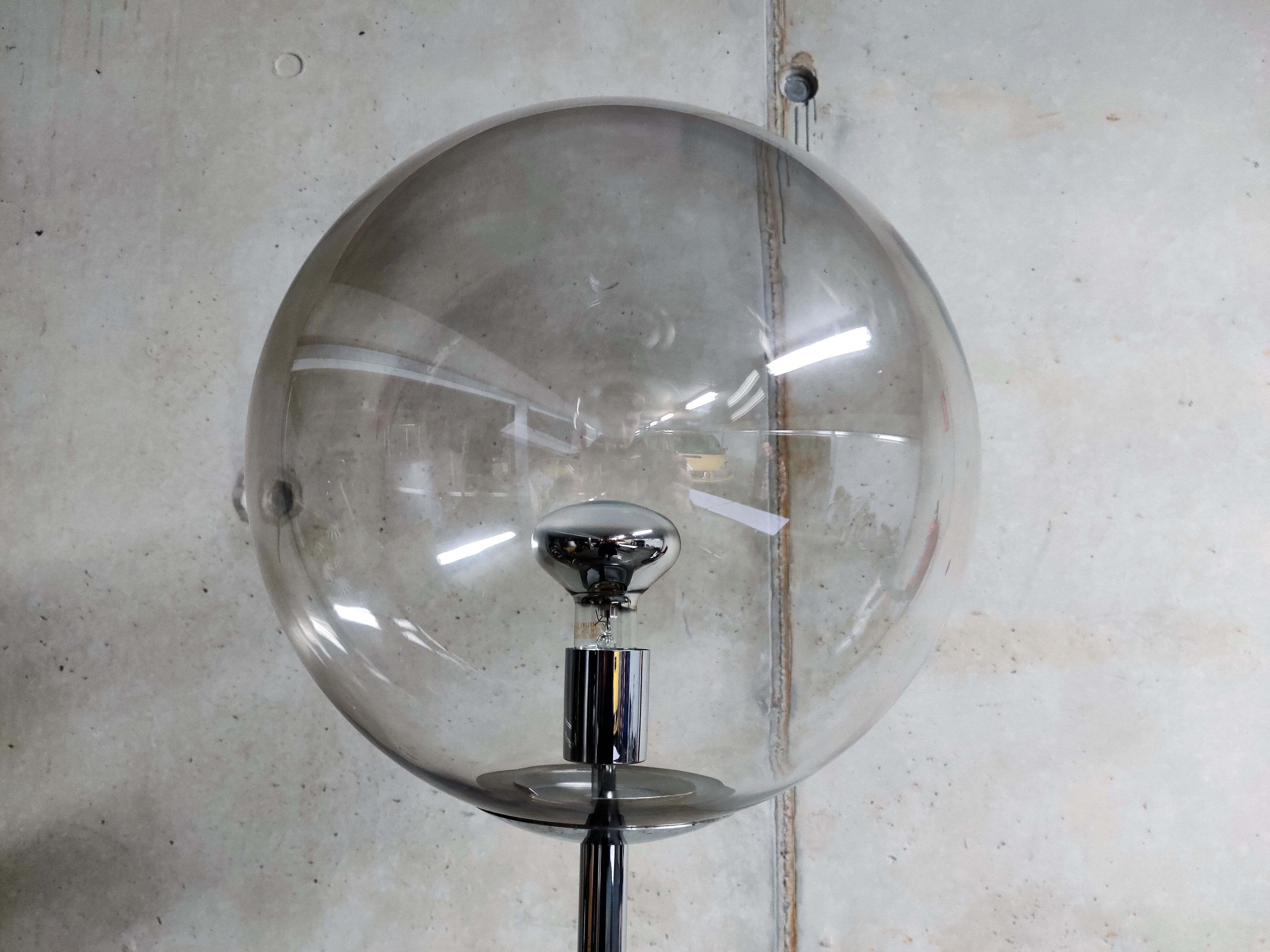 Vintage smoked glass floor lamp, 1970s