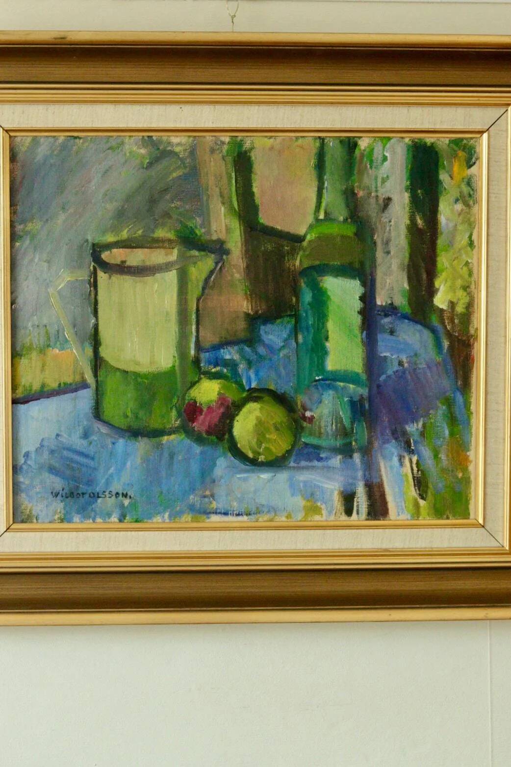 Nature morte originale sur toile du milieu du siècle – Wilgot Olsson