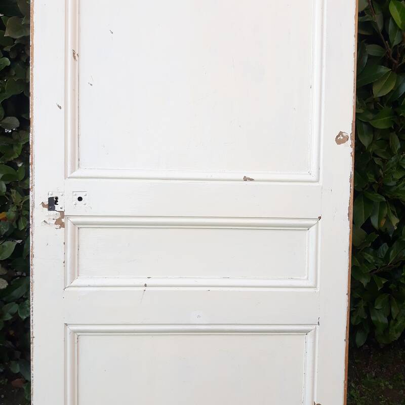 Communication door H220xW80.5cm, old panelled with moulding.