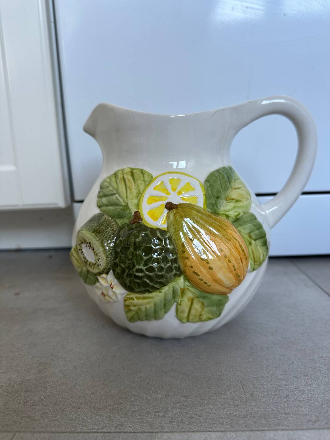 Large vintage earthenware pitcher