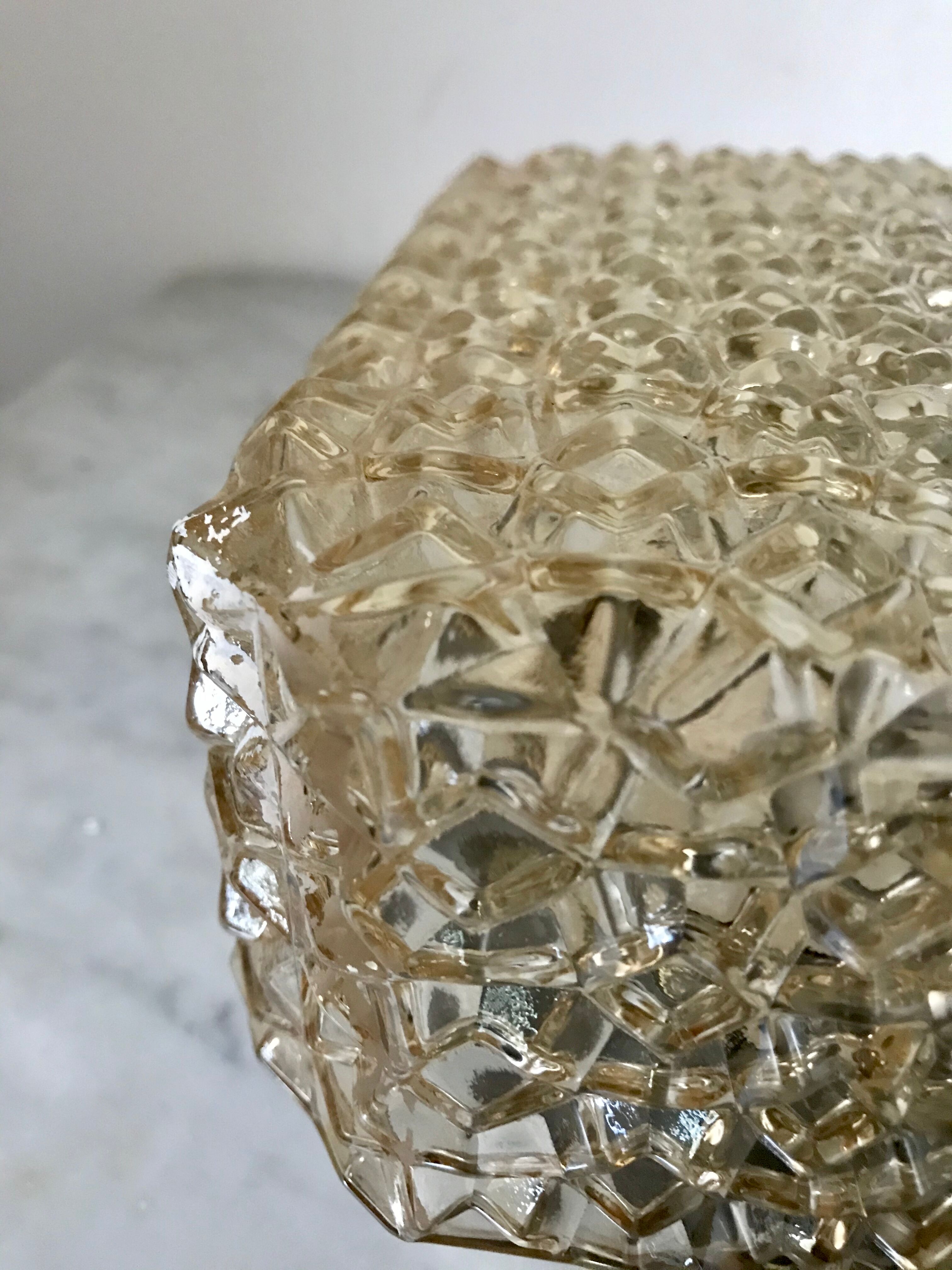 Amber moulded glass ceiling lighten circa 1960