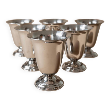 Silver Stainless Steel Goblets, Vintage 1970s Italy - Set of 6 for Wine, Desserts, or Ice, Gift & Table Decor