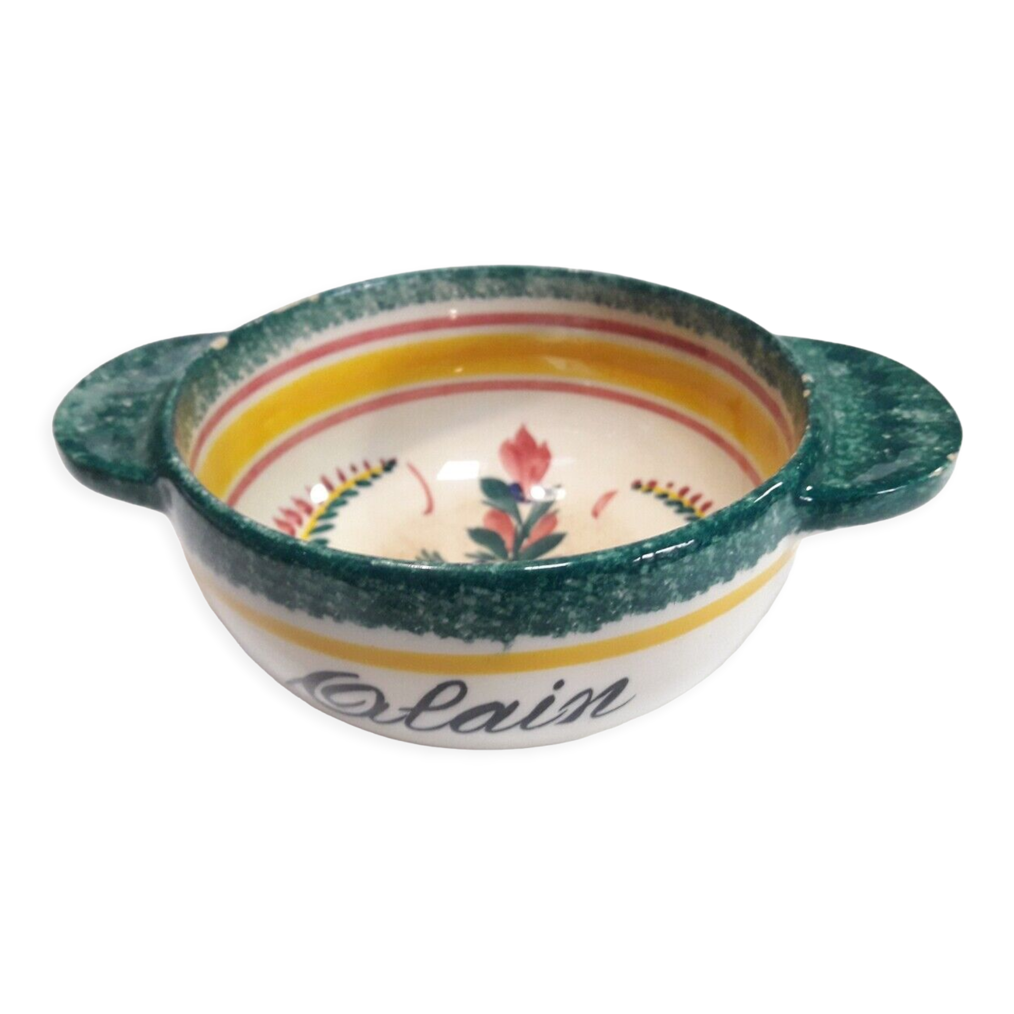 Bowl with ears HB Quimper with name Alain