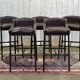 Set of 5 industrial-style stools in metal and leather, modern design