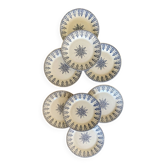 Set of 8 vintage iron earthenware flat plates, Annam de Gien model