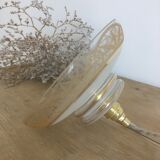 Suspension in white & gold frosted glass