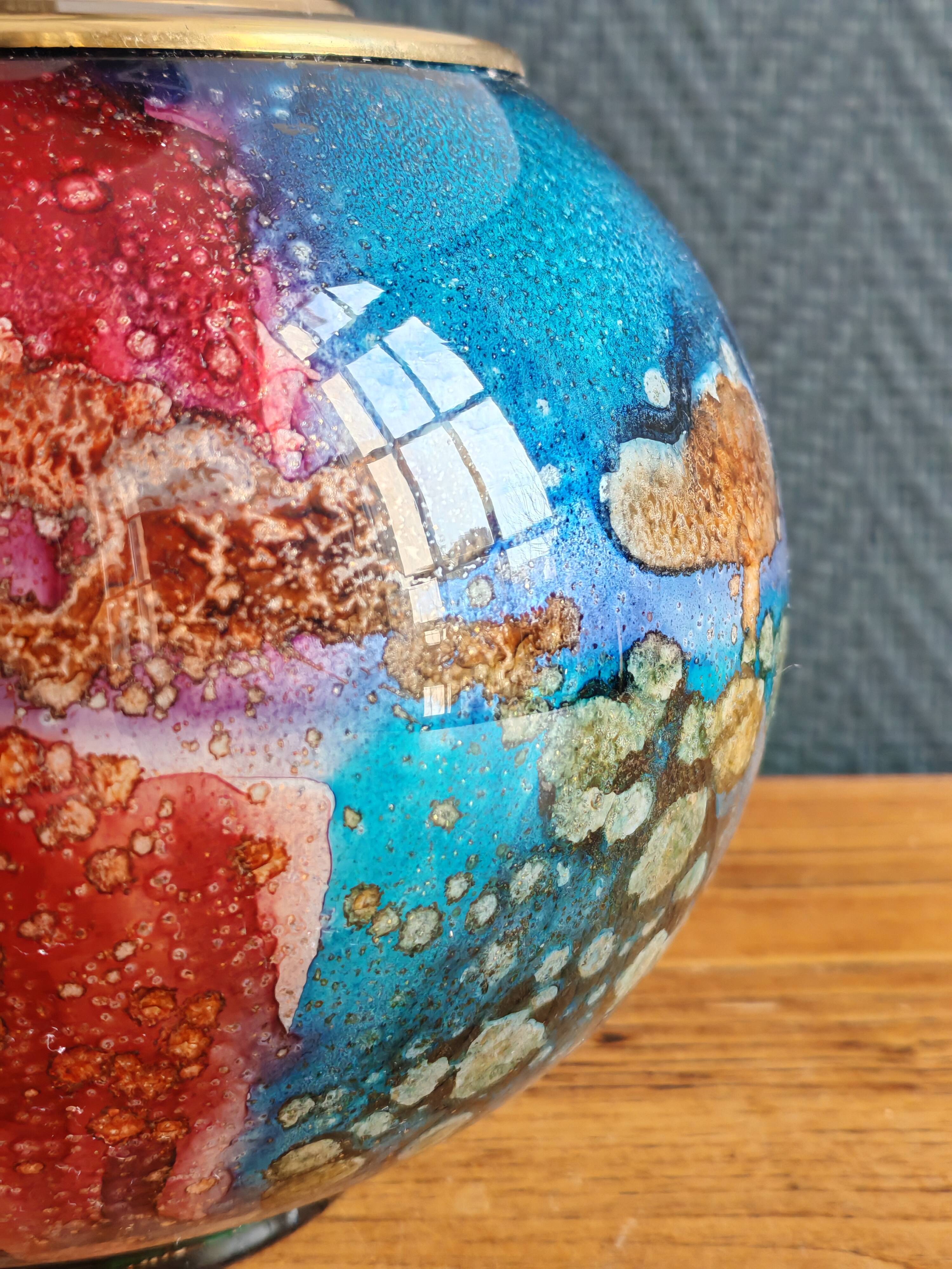 Lamp "Laque Line" Jean-Noël Bouillet (JNB) - Painted Glass Globe Signed