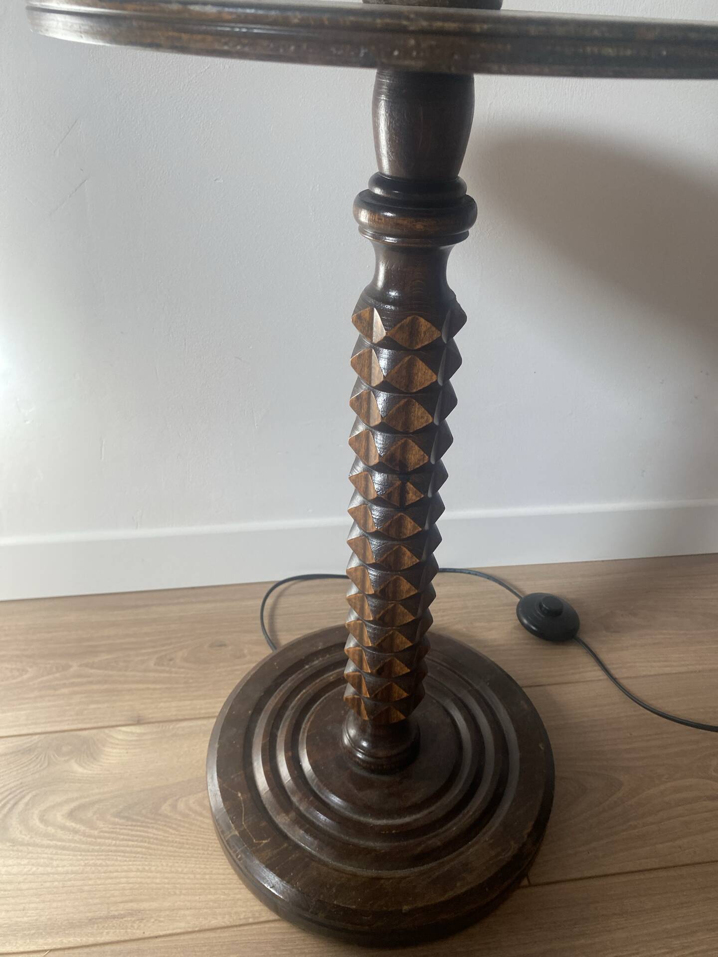 Charles Dudouyt solid oak reading lamp