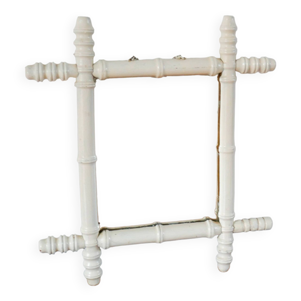 Miroir de barbier en bois effet bambou blanc 46 x 31 cm