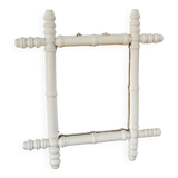 White bamboo effect wooden barber mirror 46 x 31 cm