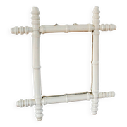 Miroir de barbier en bois effet bambou blanc 46 x 31 cm