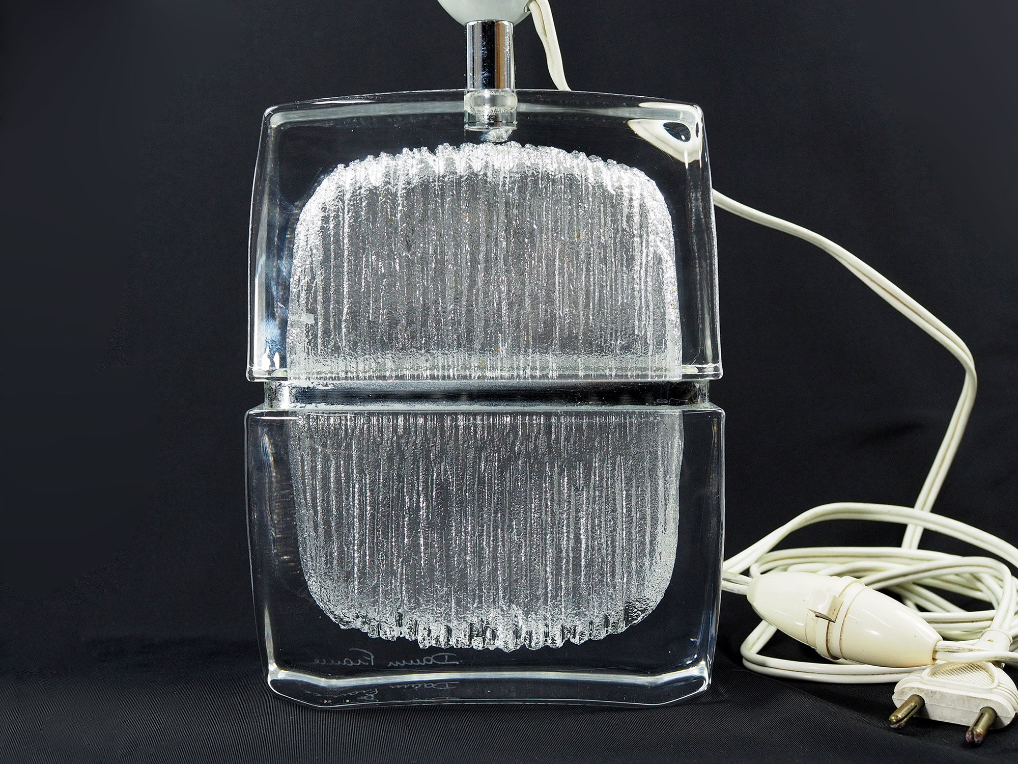 Daum France Mid-Century Crystal Table Lamp-1960s
