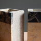 Pair of travertine and granite vases Art Deco