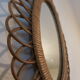 Vintage rattan mirror 60s 70s oval in rosette