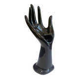 Main baguier soliflore en porcelaine noire vintage 1970 - vase