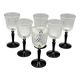 6 liqueur glasses on black opaline foot france, onyx luminarc vintage