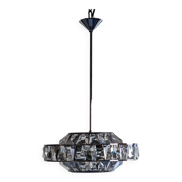 Lustre soucoupe en cristal Maison Kinkeldey, Autriche vers 1970