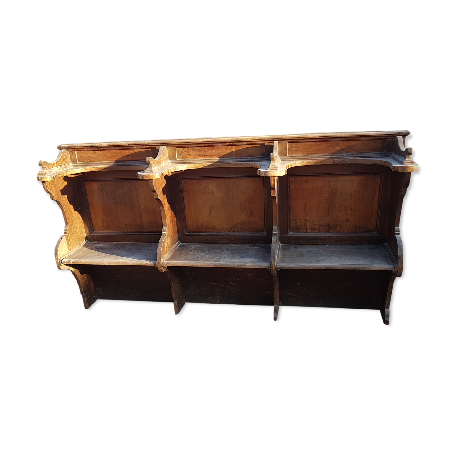 3 wooden choir stalls