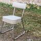 Set of 2 chairs and 1 armchair from the 70s in chrome metal and faux leather.