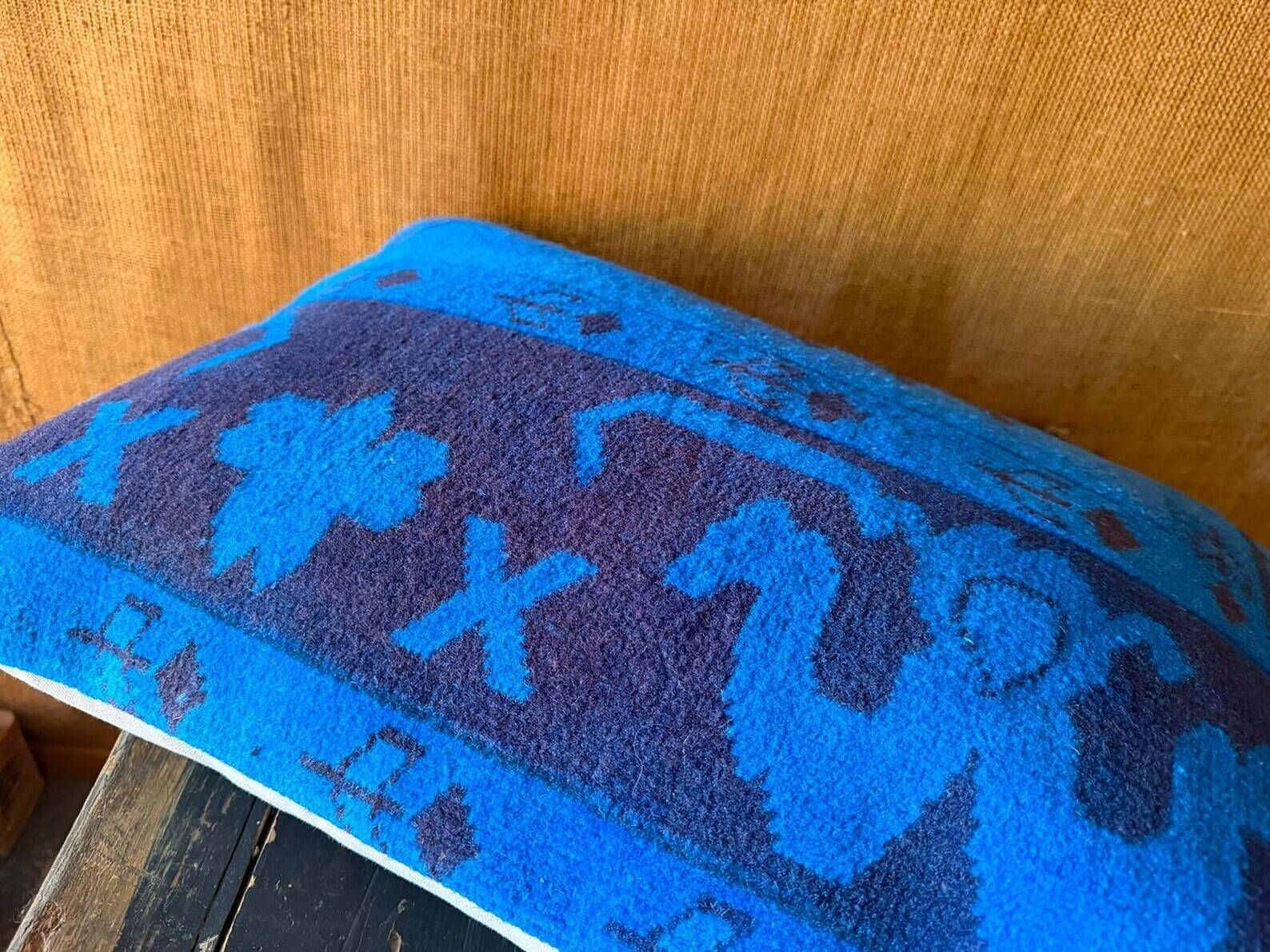Vintage Turkish Wool Dragon Pillow, Kilim Lumbar Cushion Cover