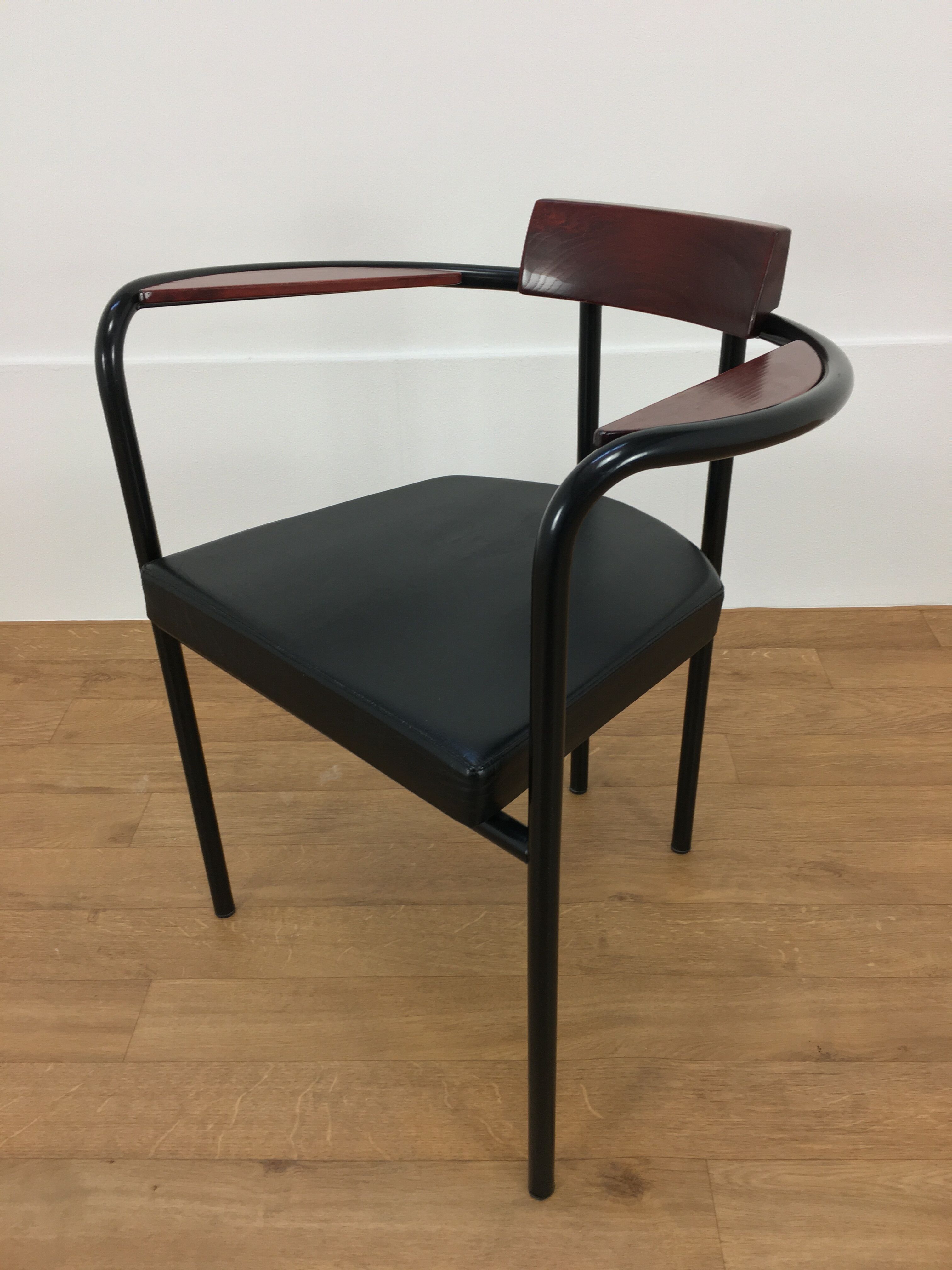 Artelano leather and wood office chair, 80s