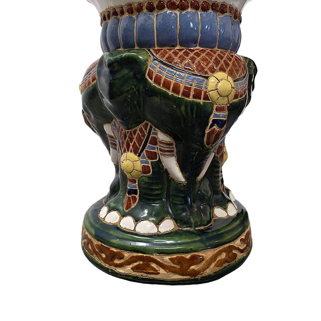 Vintage Chinese ceramic elephant plant stand – 1970s