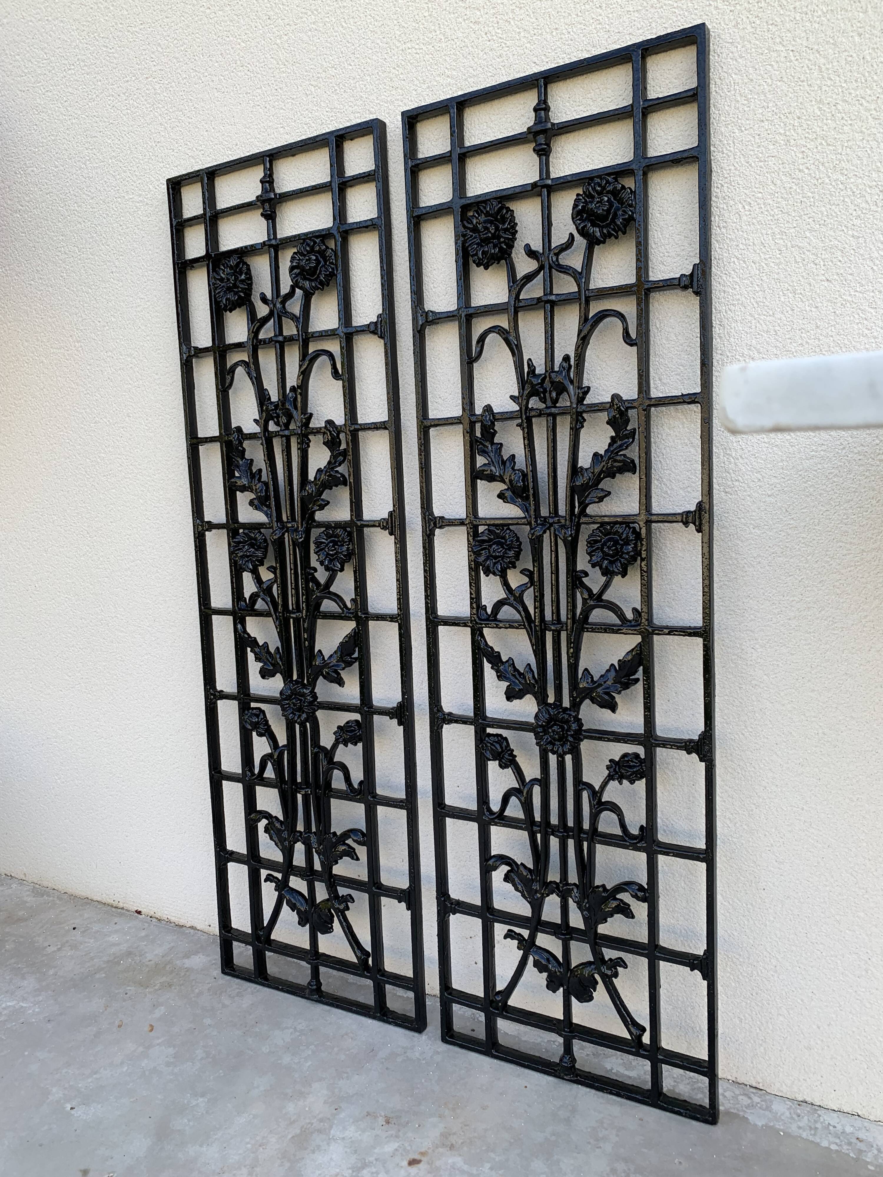 2 Art Nouveau / Art Deco grids art ironwork flower decoration