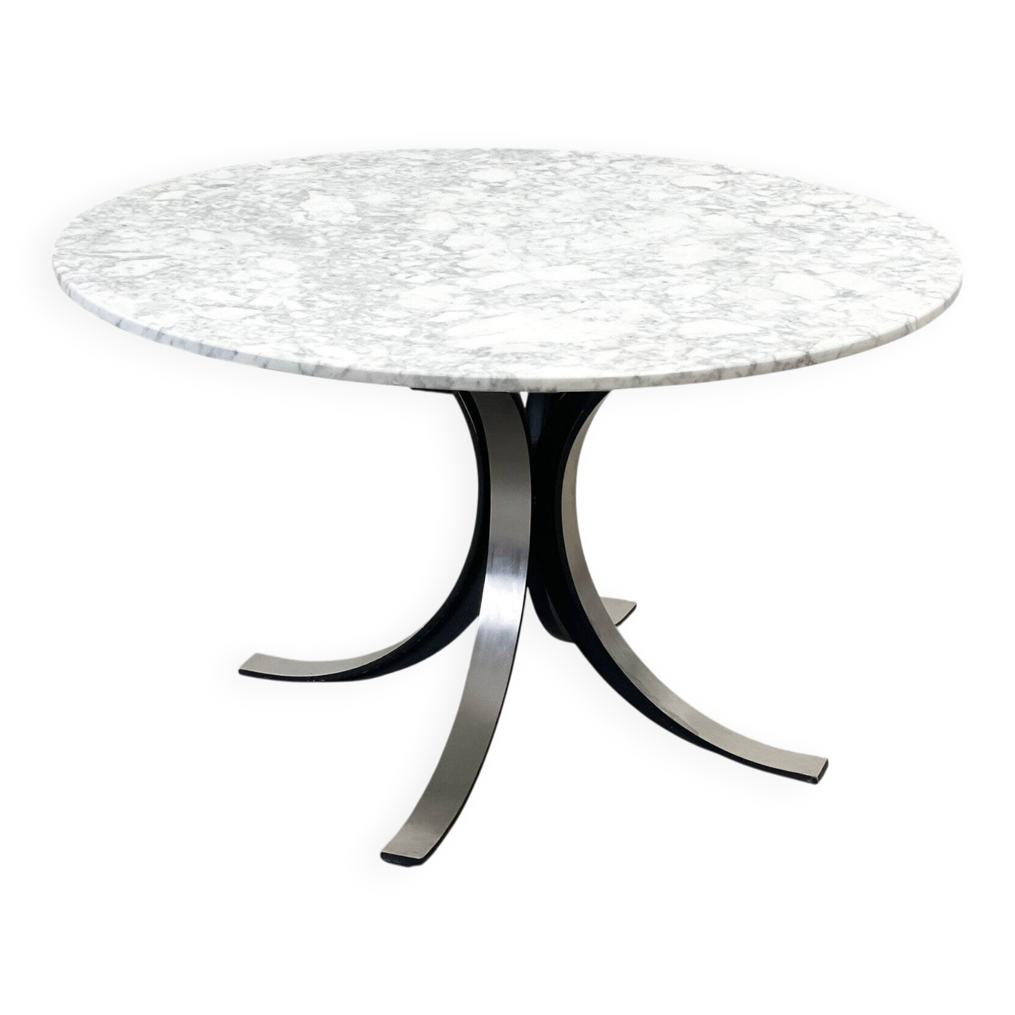 Vintage round marble dining table model T69 by Osvaldo Borsani for Tecno, 1970s