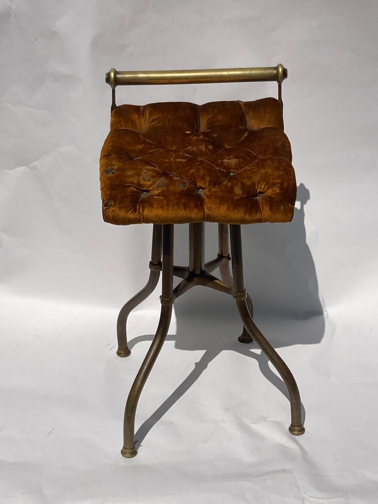 Victorian English brass piano cello music stool attributed to CH Hare
