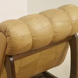 Fauteuil en cuir camel  année 60.