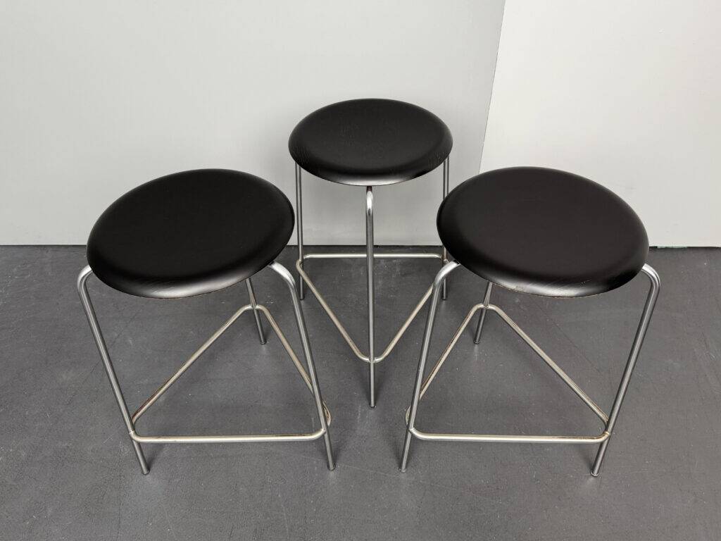 Set of 3 high Dot bar stools by Arne Jacobsen for Fritz Hansen, Denmark, 1968