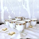 6 Limoges porcelain coffee cups Jean Boyer France vintage