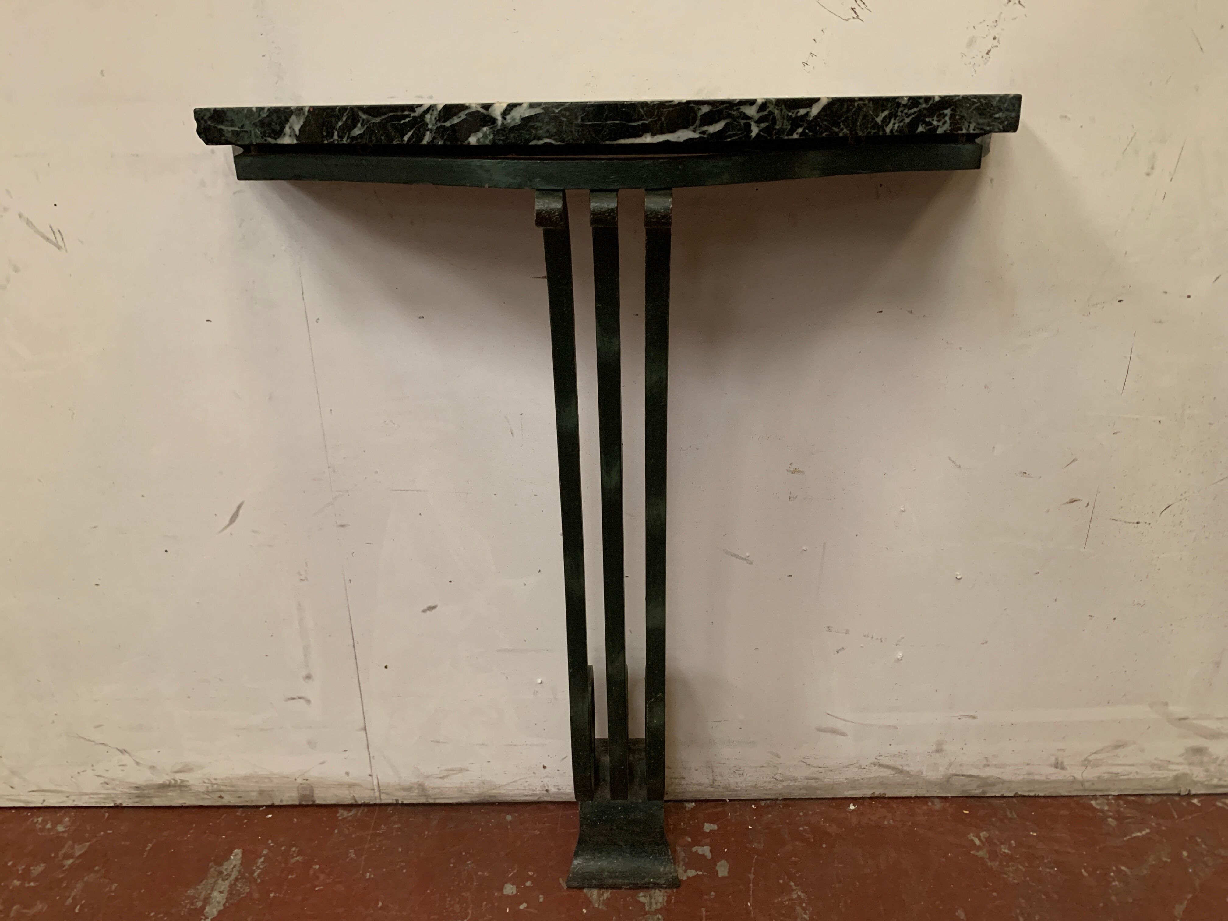 Art Deco console in wrought iron hammered XX century