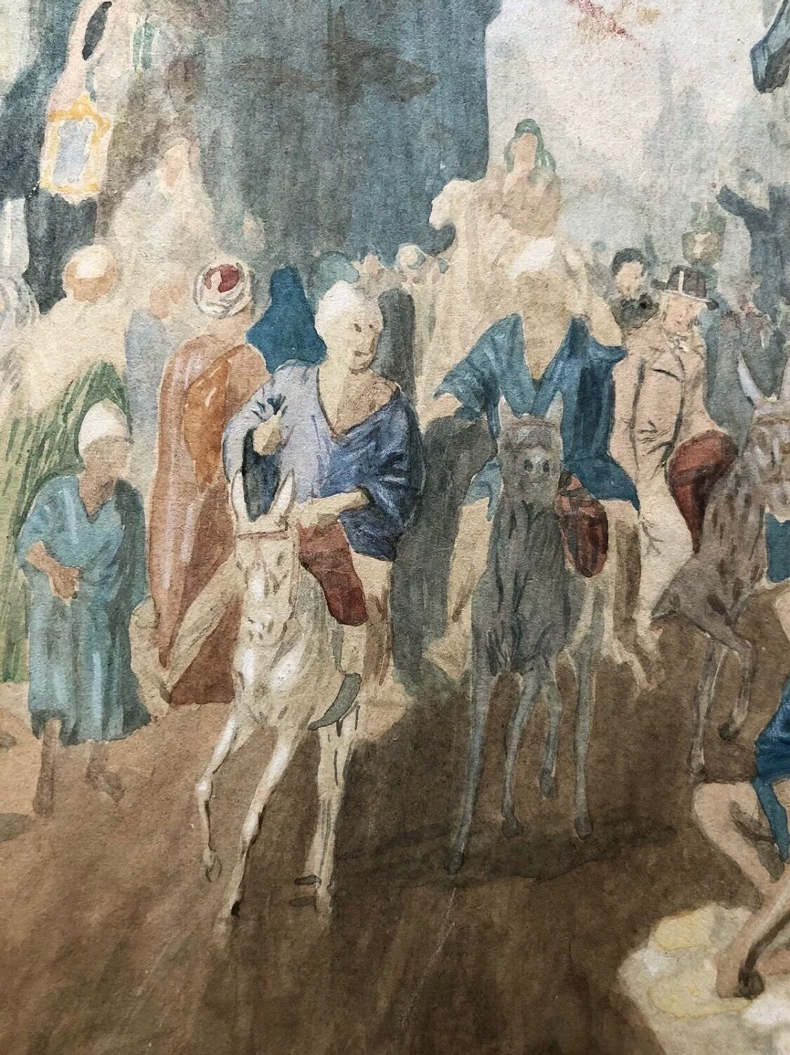 Orientalist watercolor drawing table