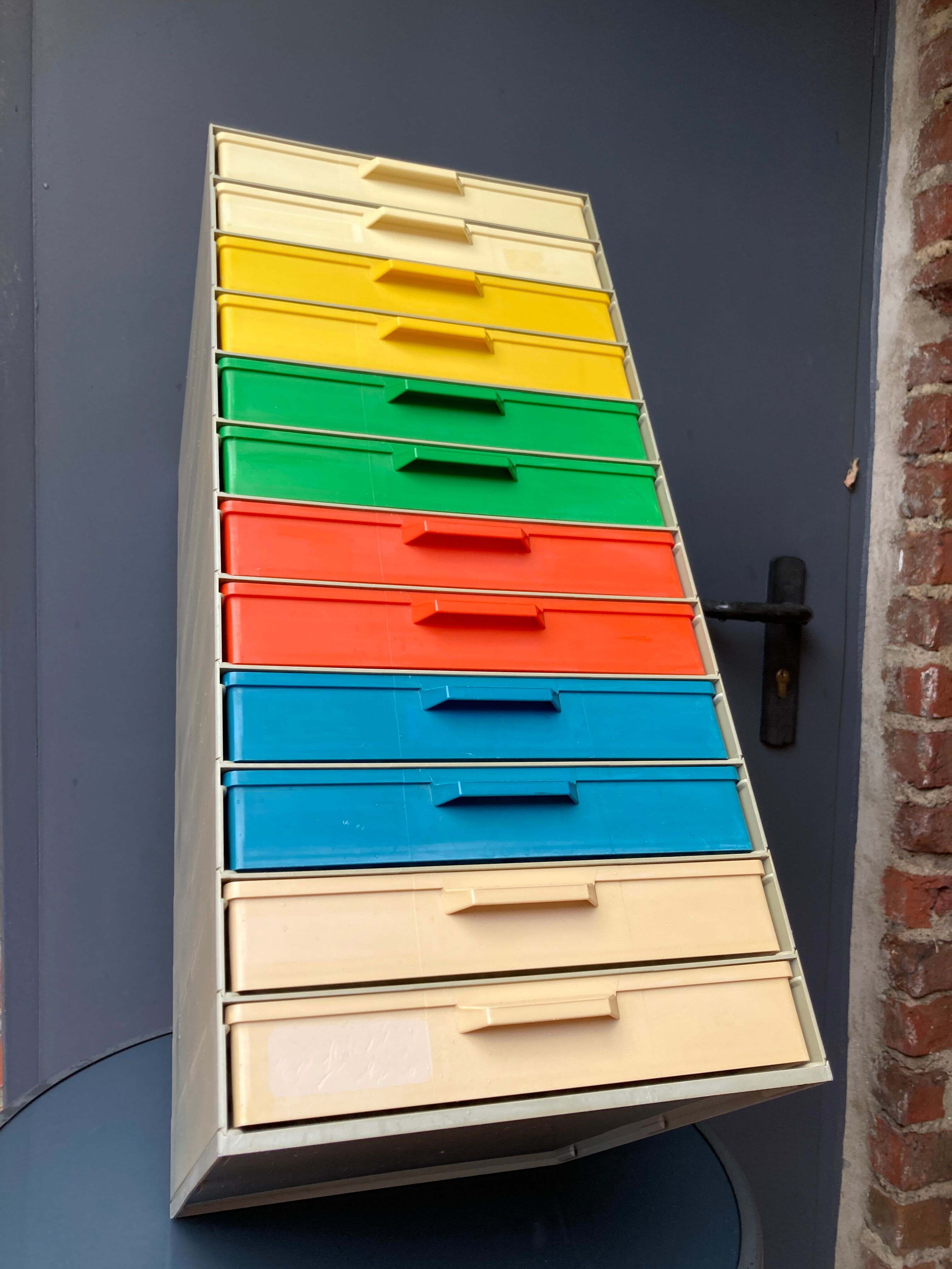 12-drawer vintage office locker