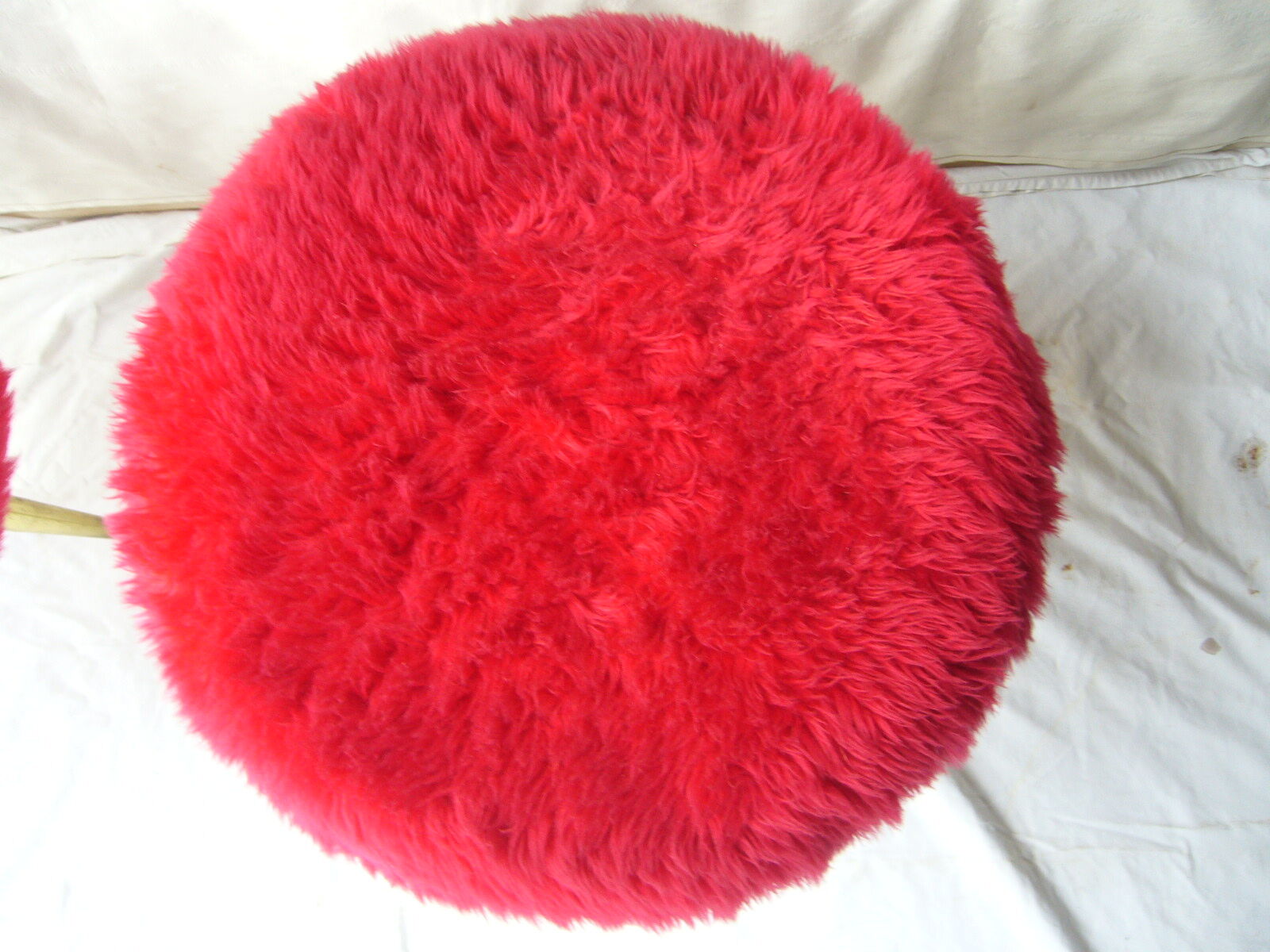 Pair of four-foot stools in vintage red moumoute