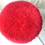 Pair of four-foot stools in vintage red moumoute