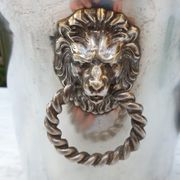 Champagne bucket decoration lion's head in silver metal
