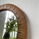Round wicker mirror from the 50s