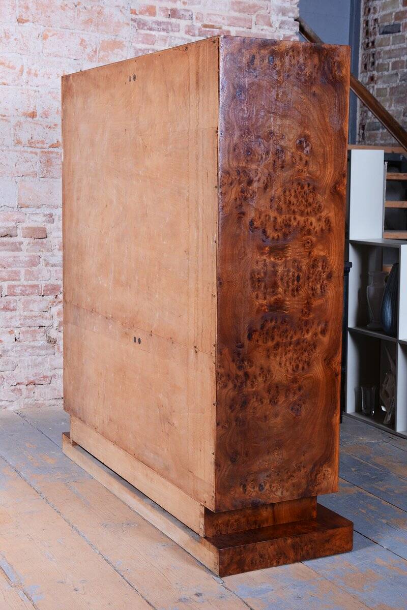 Art Deco Bookcase in Elm and Mahogany, 1920s