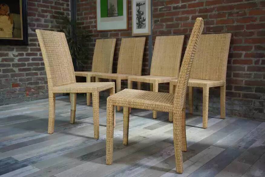 Set of 6 chairs model 1935 by Jean Michel Frank and Adolphe Chanaux for Ecart