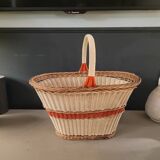 Old oval basket with a wooden base