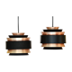 Pair of layered pendant lights in brushed aluminum. Denmark 1960s