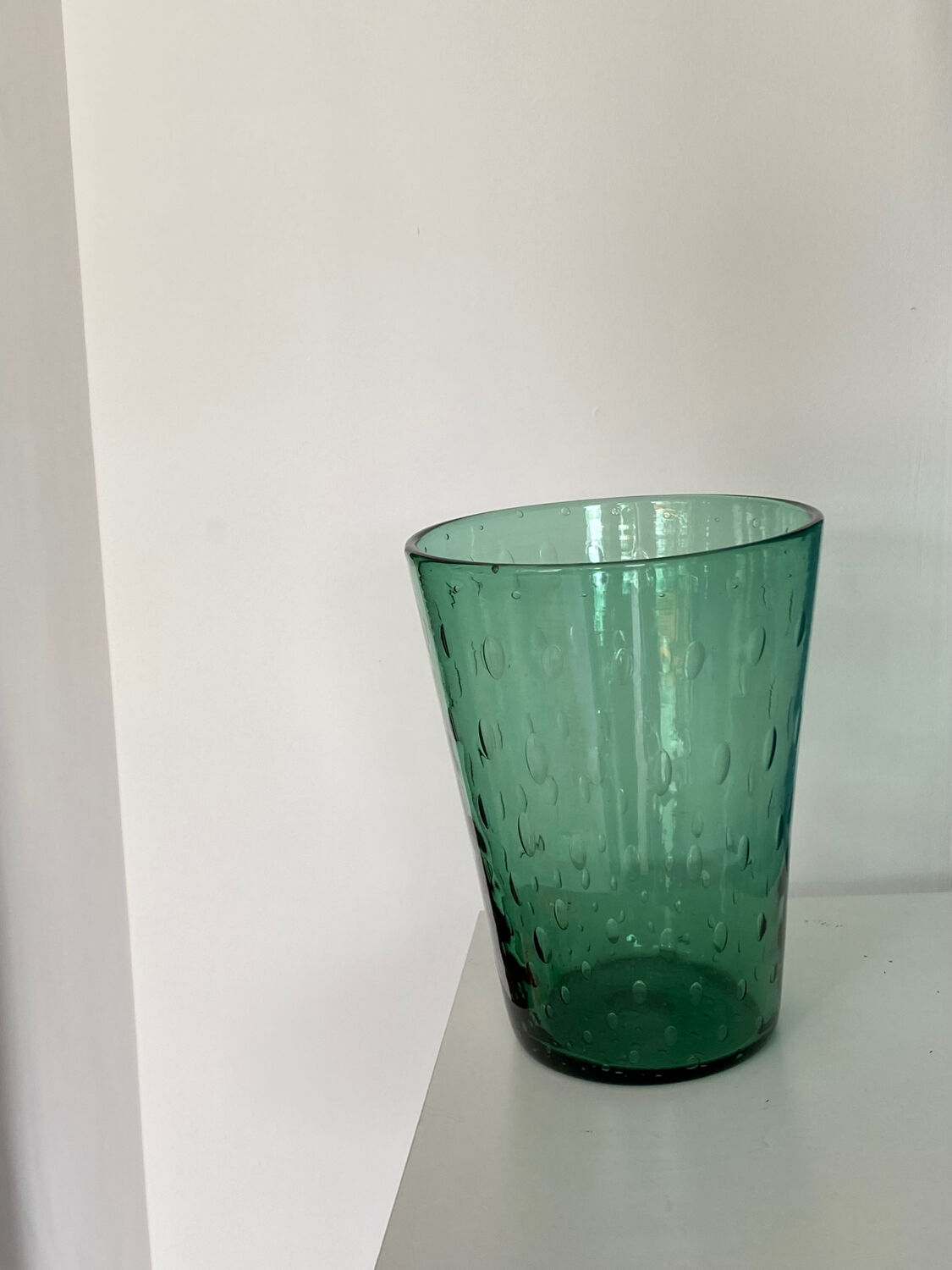 Green bubble glass vase