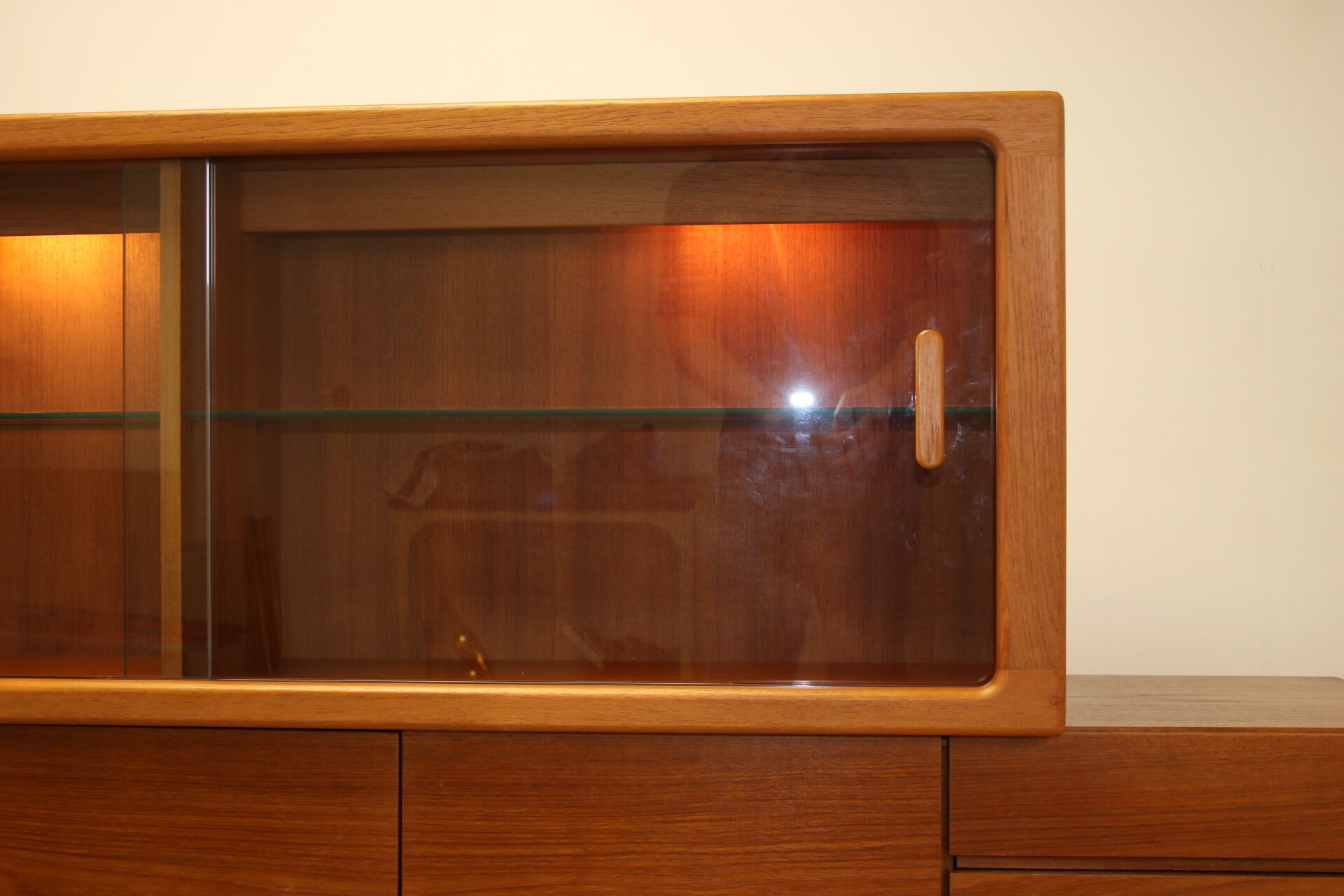 johannes Andersen teak lighted display cabine For Silkeborg Denmark