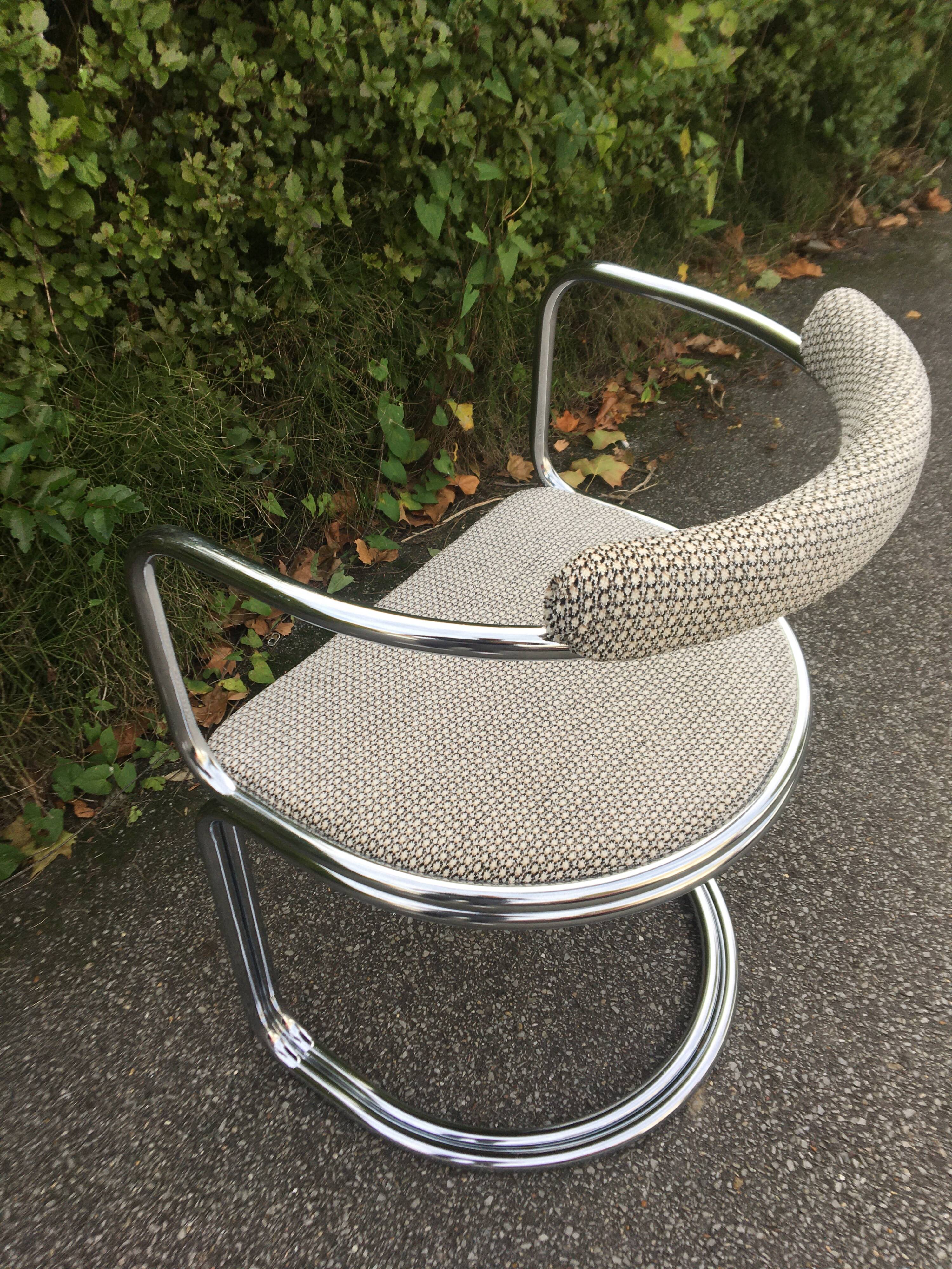 Chrome steel tube chair and fabric, 1970s