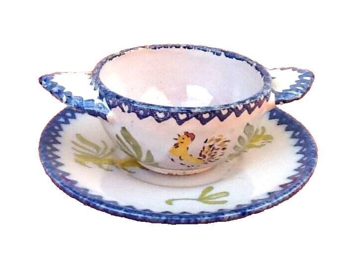 Charolles earthenware eared bowl / saucer rooster model